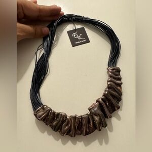 E & L Israel Sterling Silver Electroform Over Wax Magnetic Statement Necklace